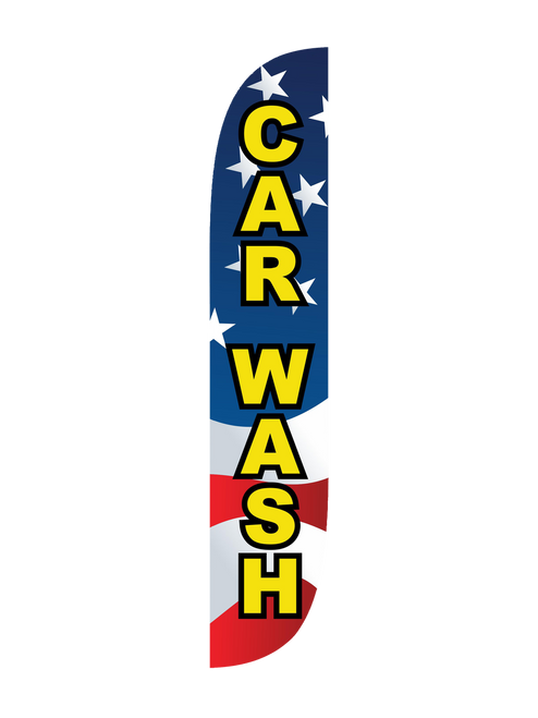 Car Wash Feather Flag Red White & Blue 12ft