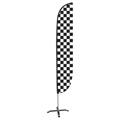 Black & White Checkered Feather Flag with X-Stand