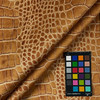 Coco 04 | Printed Velvet Upholstery Fabric | Crocodile Skin in Gold, Brown, Beige | Heavyweight | 54" Wide | Rioma | By the Yard