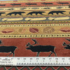 Deer Valley in Canyon | Chenille Upholstery Fabric | Wildlife / Bears / Fish in Brown, Green, Gold, Red  | 54" Wide | Heavy Weight | By The Yard