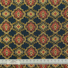 ROBBI in NAVY | Upholstery Fabric | Green, Orange, Red, Blue and Gold Tapestry | 54 Inch Wide | Medium Weight | Common Upholstery Blend | By The Yard