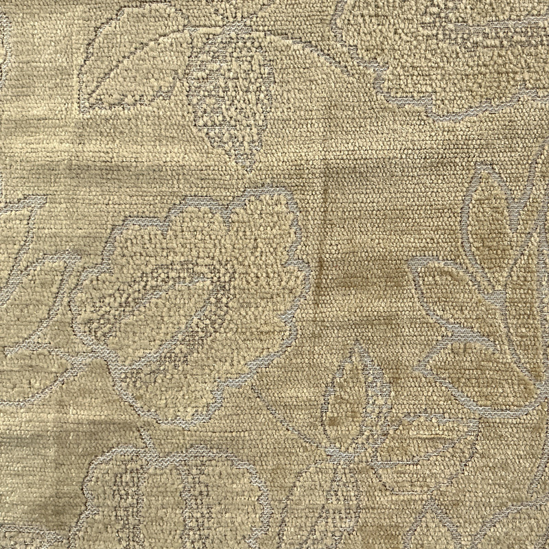 Dimple in Flax | Chenille Upholstery Fabric | Embossed Floral in Light Tan | DeLeo Textiles | 54" Wide | Heavy Weight | By The Yard