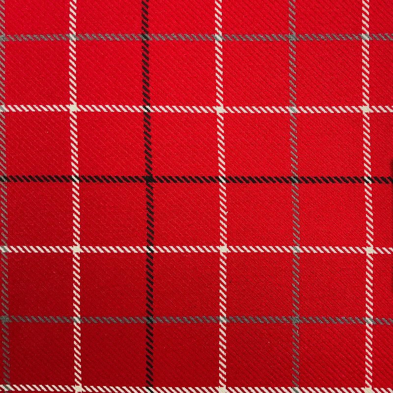 Tallyho in Cranberry | Upholstery Fabric | Plaid in Red / Grey / White | 54 Inch Wide | Heavy Weight | Rayon Cotton Blend | Ralph Lauren | By The Yard