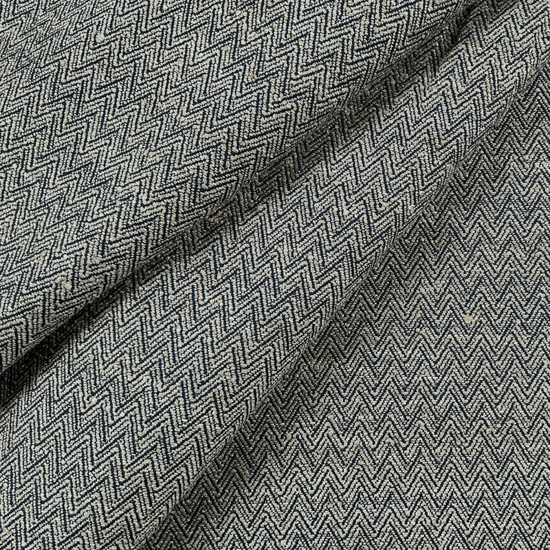 Andre in Navy | Upholstery Fabric | Slub Chevron in Navy Blue and Beige | Ralph Lauren | Heavy Weight | 54" Wide | By the Yard