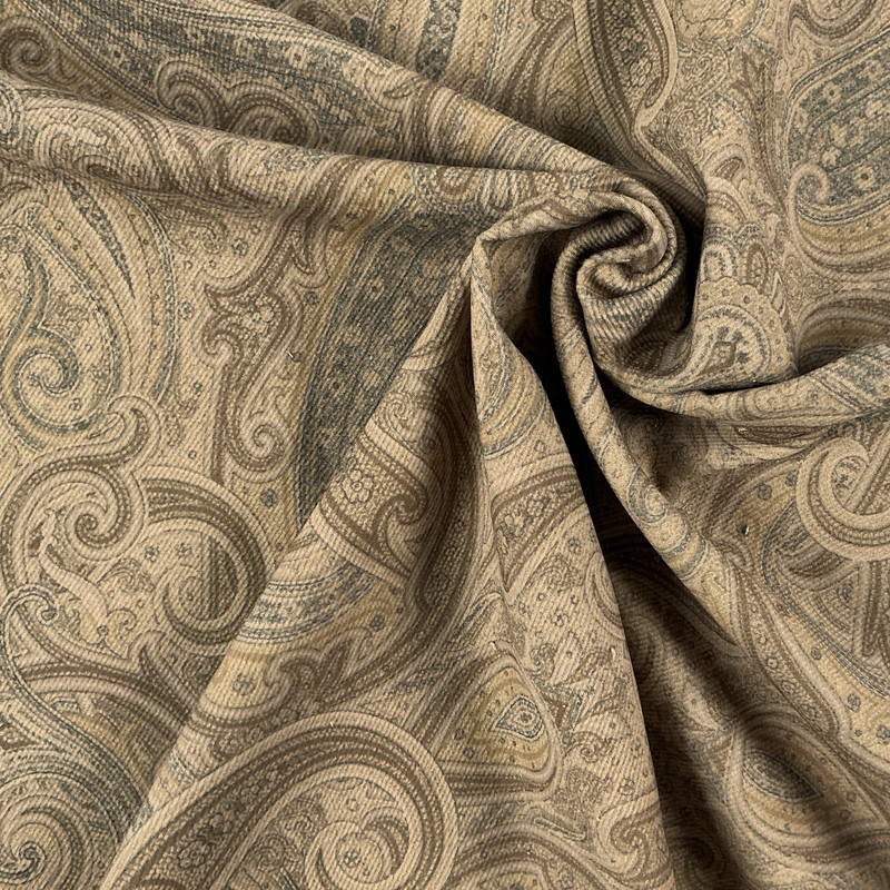 Tartufo 23 | Upholstery Fabric | Paisley in Beige / Grey / Taupe / Gold | 54 inches | Medium Weight | Polyester / Cotton Blend | By The Yard