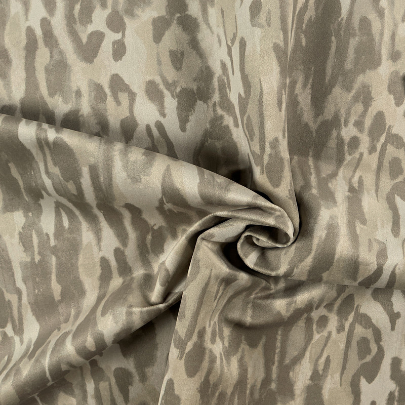 Modena 01 | Printed Velvet Upholstery Fabric | Abstract in Beige and Taupe | Heavyweight | 54" Wide | Rioma | By the Yard