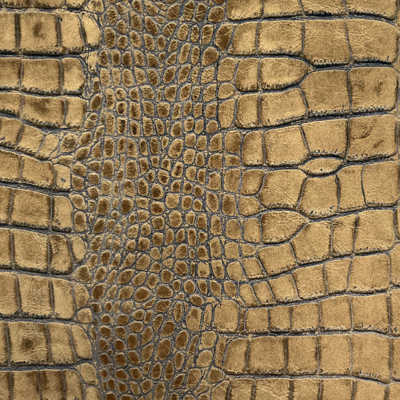 Coco 11 | Printed Velvet Upholstery Fabric | Crocodile Skin in Tan, Brown, Grey | Heavyweight | 54" Wide | Rioma | By the Yard