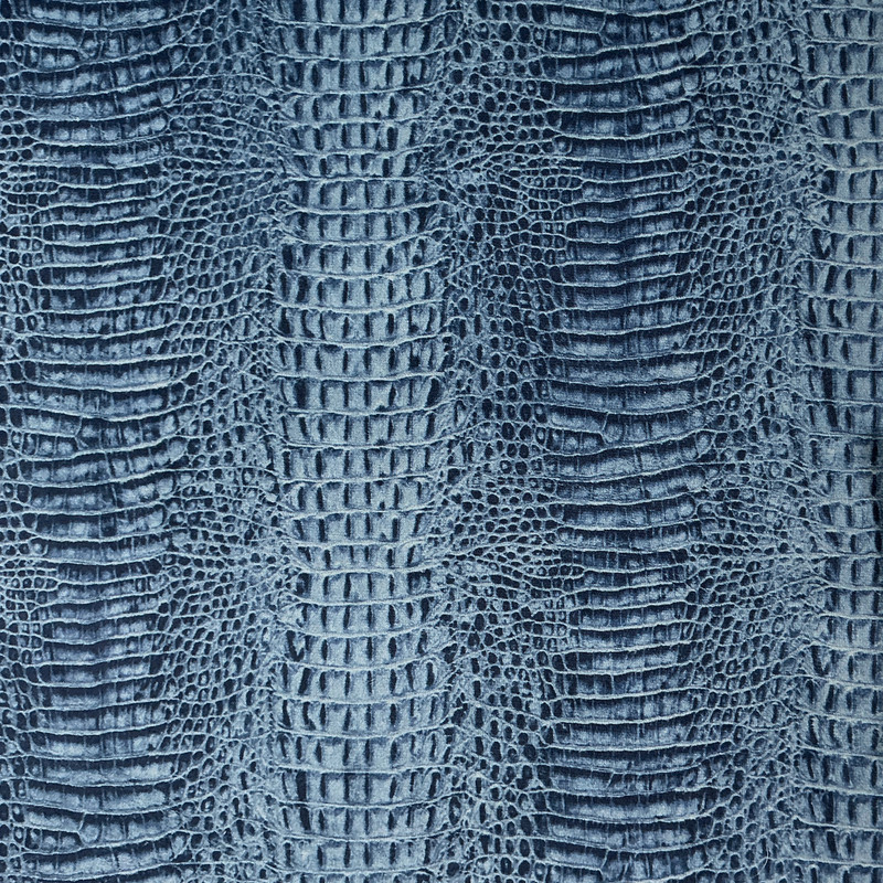 Corep 09 | Printed Velvet Upholstery Fabric | Snake Skin in Blue | Heavyweight | 54" Wide | Rioma | By the Yard.