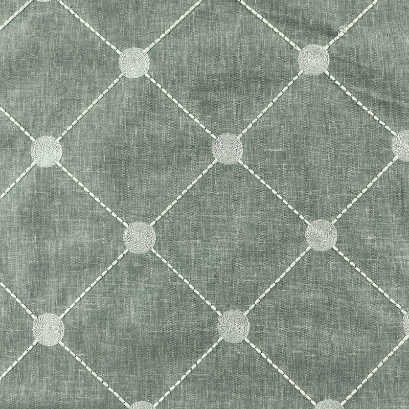 Fanfare Emb in Color Spa OSFB0226-1877 | Geometric in Ivory, White and Teal | 54 Inch Wide | Medium Weight Fabric | 100% Polyester | Kelly Ripa | By The Yard