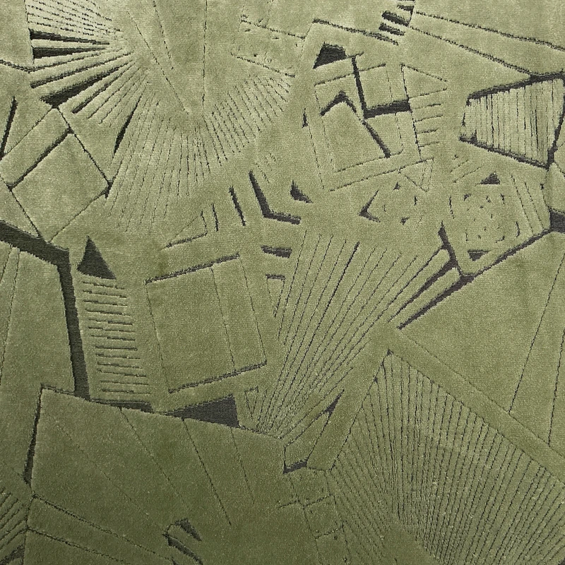Bombay 02 | Velvet Upholstery Fabric | Abstract Geometric Raised Velvet in Pale Greyish-Green | Heavyweight | Rioma | 54" Wide | By the Yard