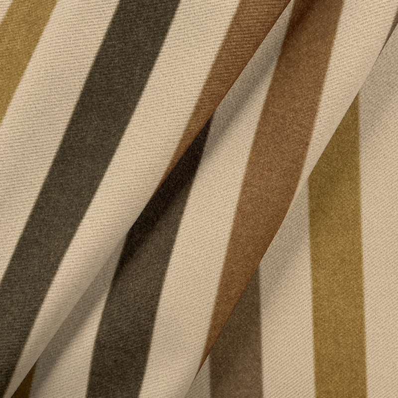 Raya in Rosen 14 | Upholstery Fabric | Stripes in Beige, Brown, Ivory, Khaki, Taupe, Tan and Gold | 54 inches | Medium Weight | 86% Polyester / 14% Cotton | Rioma | By The Yard