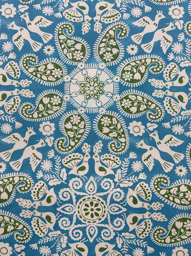 Peruvian Craft Turquoise Indoor/Outdoor Upholstery Fabric by P. Kaufmann