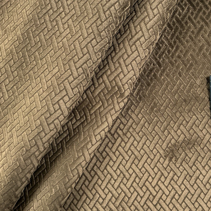 Cargo 03 | Velvet Upholstery Fabric | Geometric Raised Velvet in Brown | Heavyweight | Rioma | 54" Wide | By the Yard