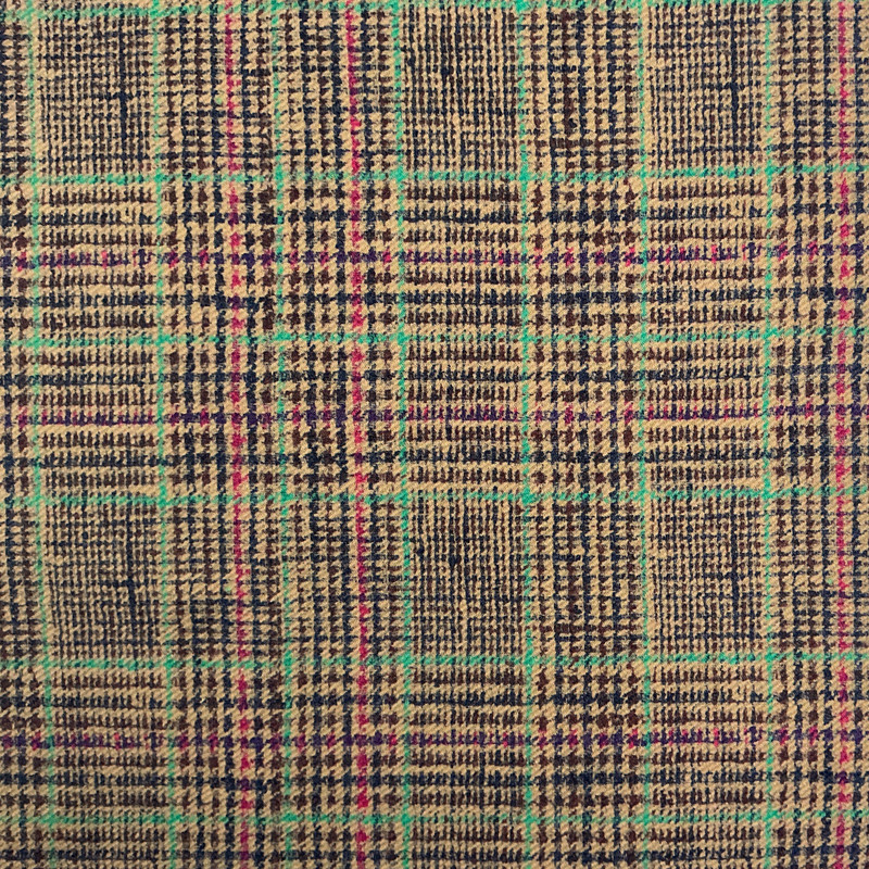 Angus 10 | Upholstery Fabric | Plaid in Beige / Brown / Purple / Aqua | 54 Inch Wide | Medium Weight Fabric | 86% Polyester / 14% Cotton | By The Yard