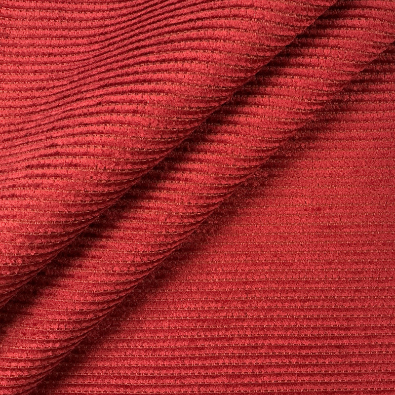 Outwest in Mulberry | Chenille Upholstery Fabric | Red Textured Stripes | 54" Wide | Heavy Weight | By The Yard