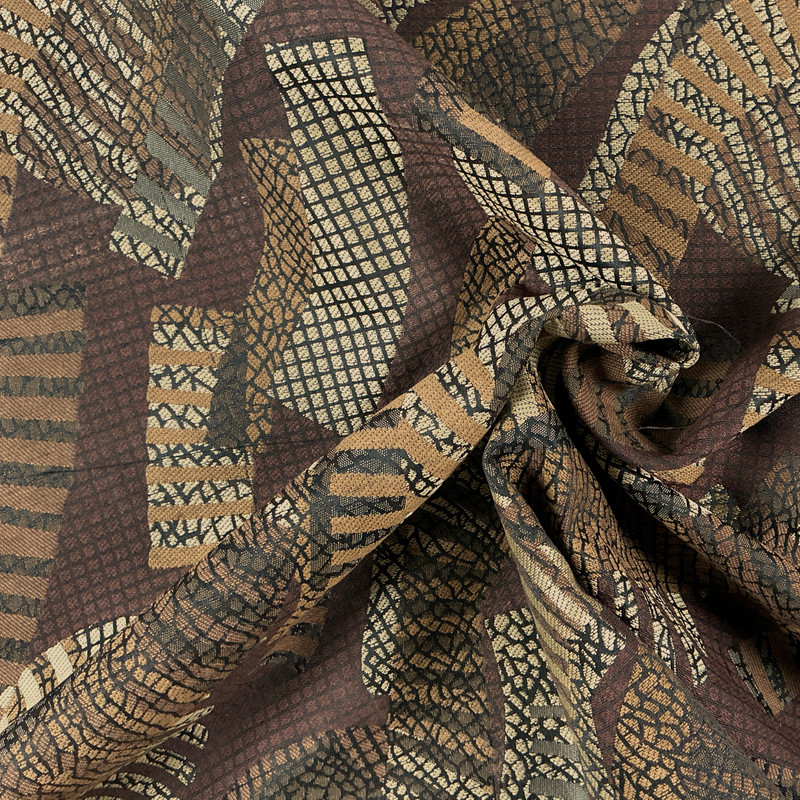 Alpine in Chocolate | Upholstery Fabric | Black, Ivory, Red, Tan, Brown and Bronze | 54 Inch Wide | Medium Weight | Common Upholstery Blend | By The Yard
