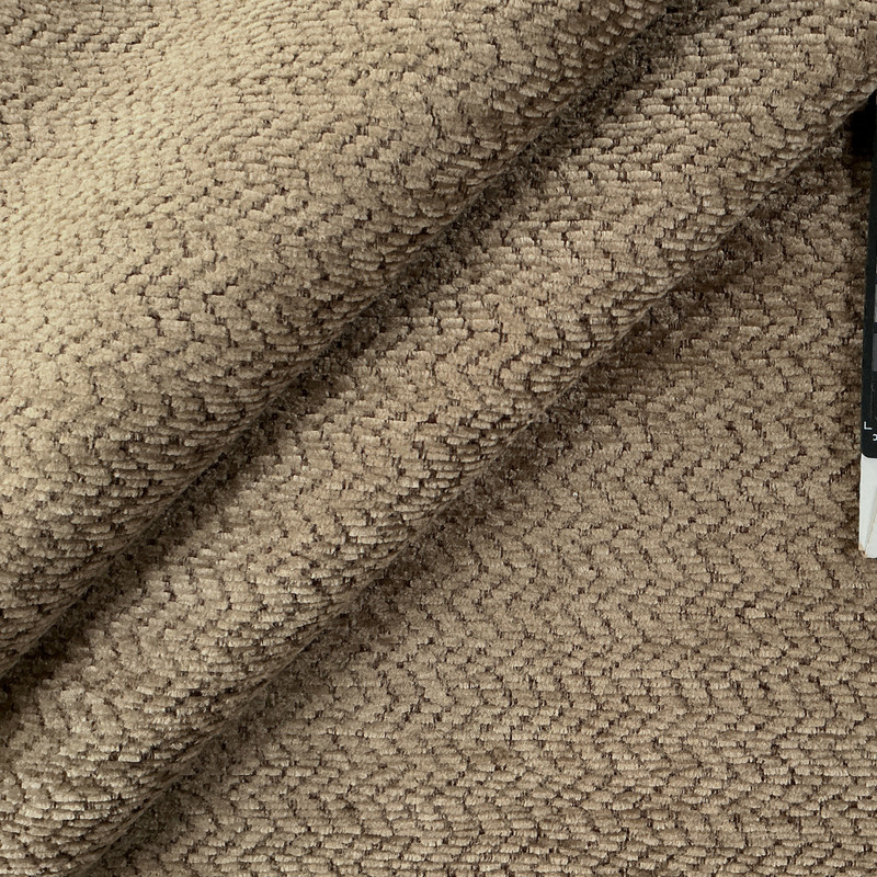 Radium in Flaxen | Chenille Upholstery Fabric | Brown Wavy Weave | 54" Wide | Heavy Weight | By The Yard