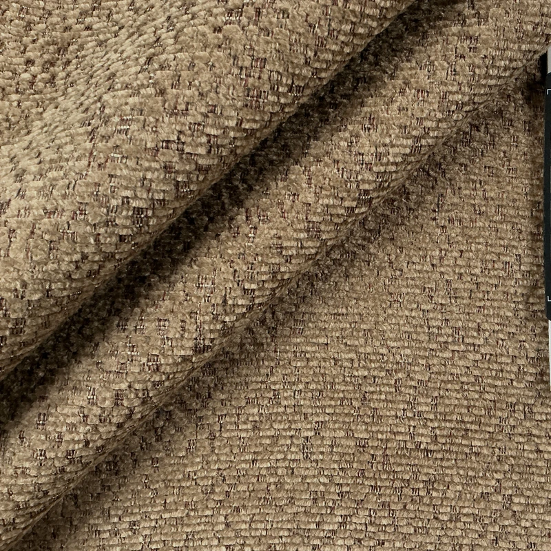 Rosie in Oak | Chenille Upholstery Fabric | Tan Brown with Bits of Red and Black | 54" Wide | Heavy Weight | By The Yard