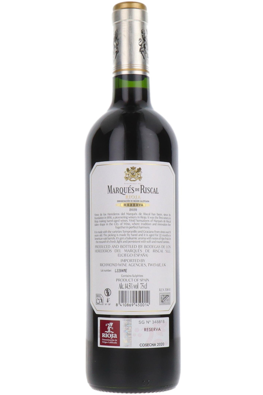 Marques De Riscal Reserva, Rioja, Spain, 2020