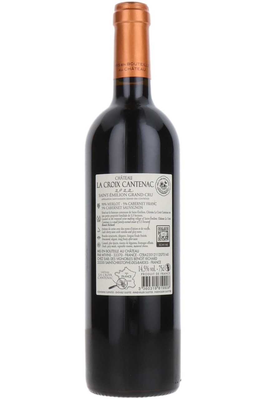 Chateau La Croix Cantenac Grand Cru St Emilion, Bordeaux, France, 2022