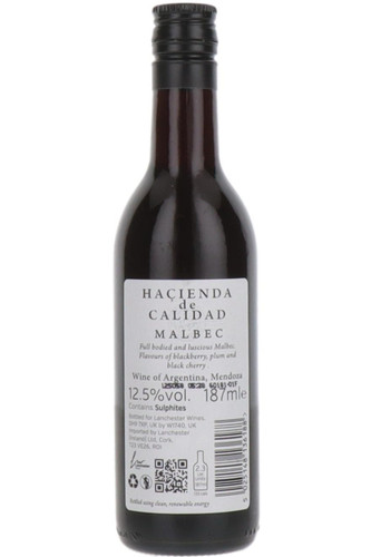 Hacienda de Calidad Malbec, Mendoza, Argentina, 2023, 18.7cl Mini Bottle