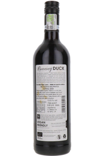 Running Duck "No Added Sulphur" Organic Shiraz, Stellar Winery, Western Cape, South Africa, 2025