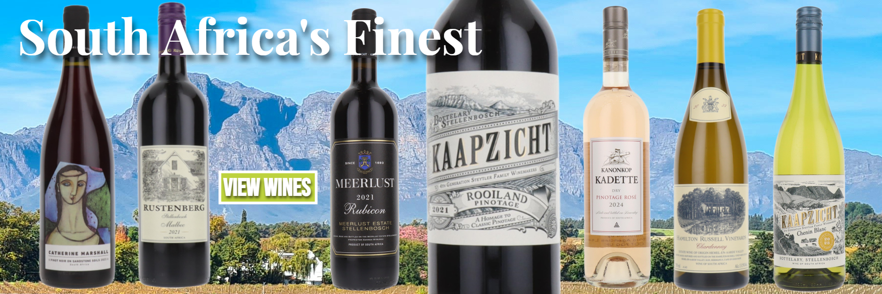 Look out for some of the best producers of exciting South African Pinot Noir, Cabernet blends, Pinotage, Chardonnay and Chenin Blanc 