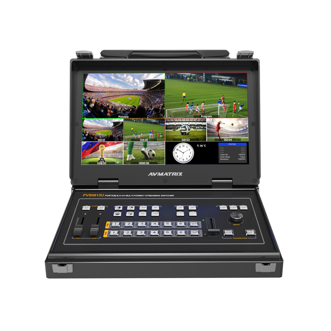 PVS0613U Portable 6 Channel SDI/HDMI Multi- format Streaming Switcher