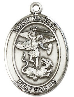 Sterling Silver 925 St. Michael Archangel Medal Pendant – Religious Charm (No Stone)