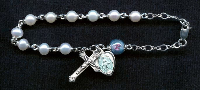Nickel Silver Pearl Rosary Bracelet