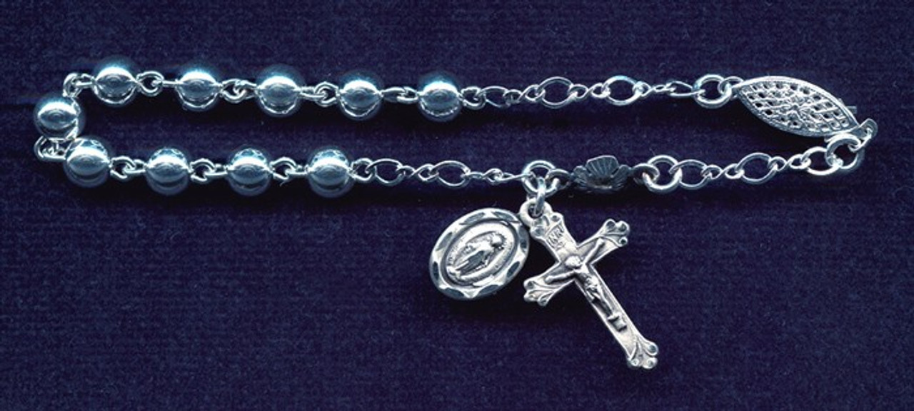 Quality Gold Sterling Silver Rosary Bracelet Rnd.Fluted Beads | Willis Fine  Jewelry in Rockwall, TX