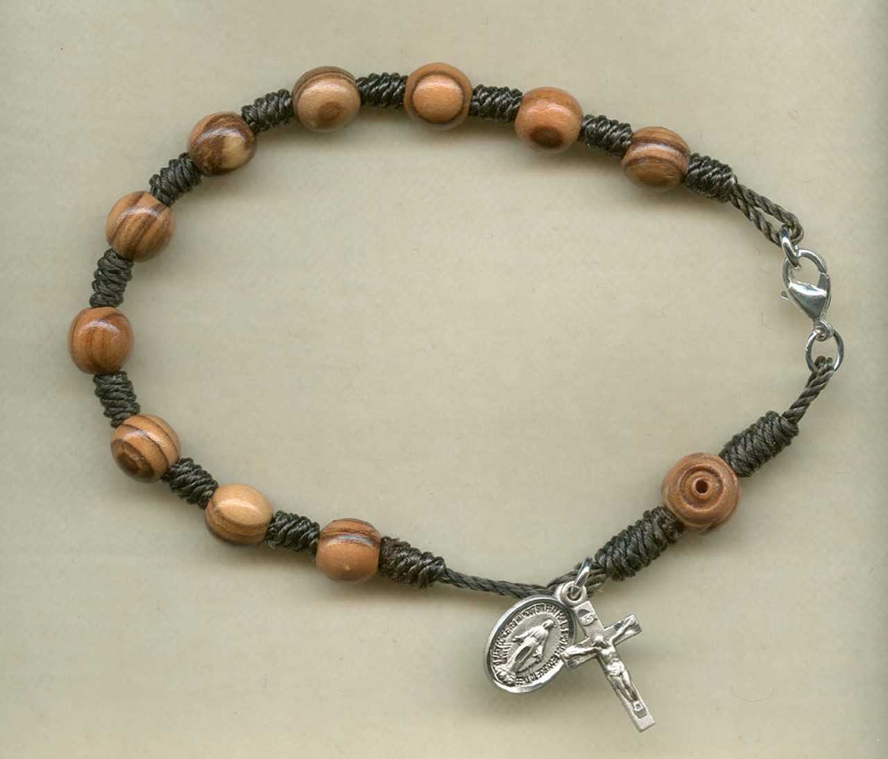 Sisters of Carmel: Cord Rosary Bracelet with Sterling Silver Parts