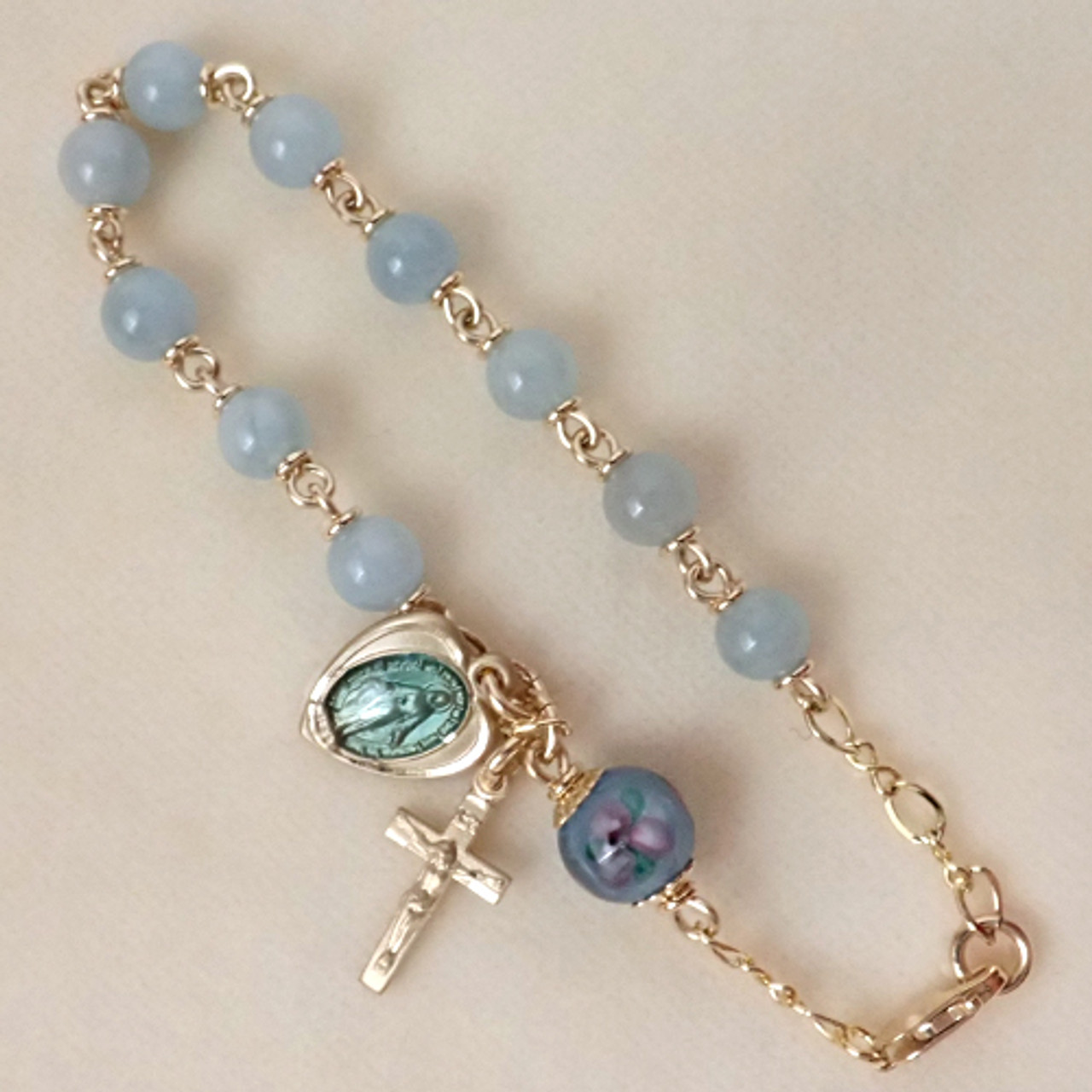 Turquoise Stone Full 5-Decade Catholic Rosary Bracelet by Catholic Hei –  Christian Catholic Shop