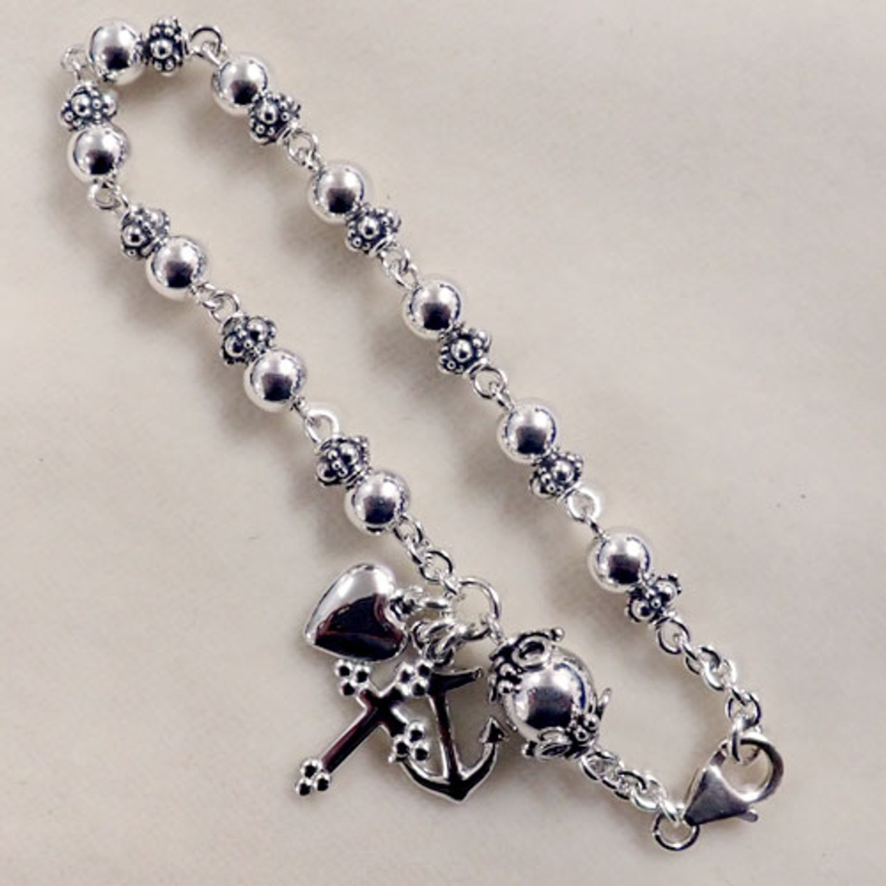 925 Sterling Colore di Lega Silver ROSARY BRACELET | Wholesale Jewelry  Findings | Precious Components