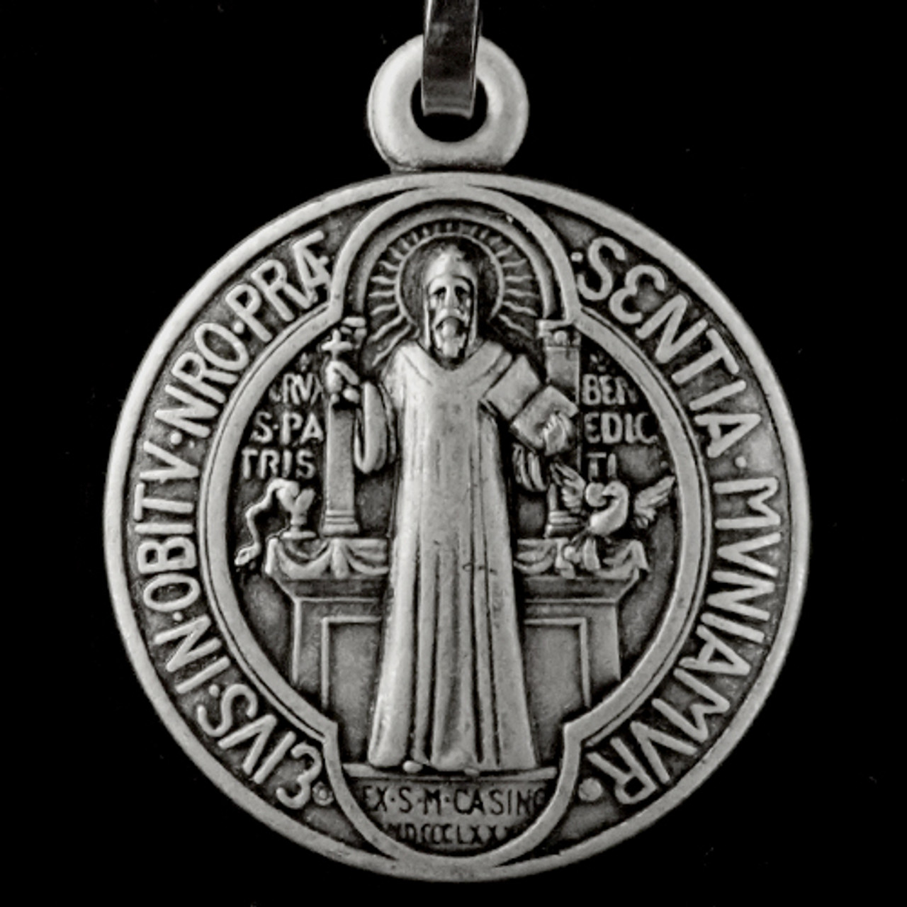 St Benedict medal in silvered enamelled zamak 4.5 cm