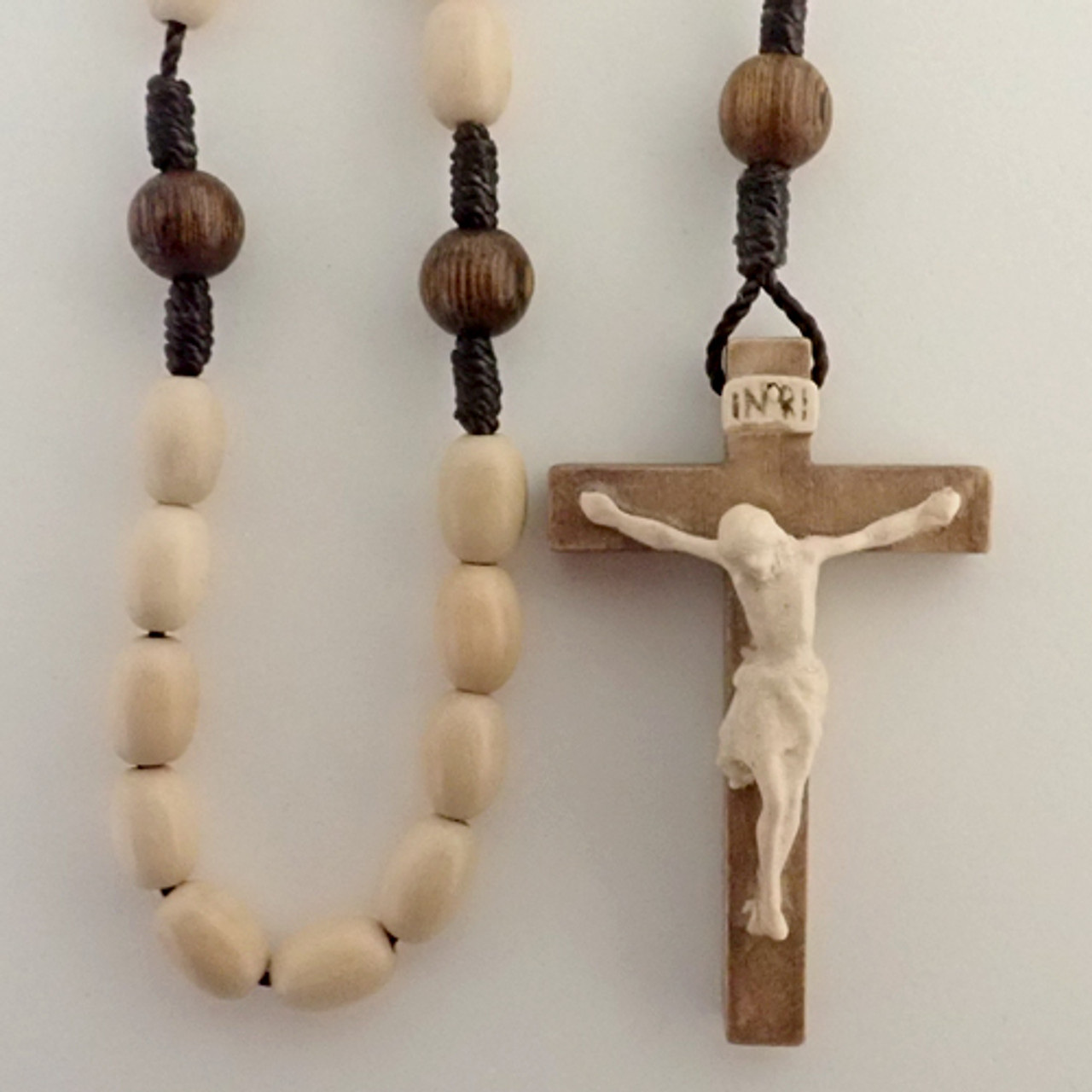 Natural Wood Cord Rosary