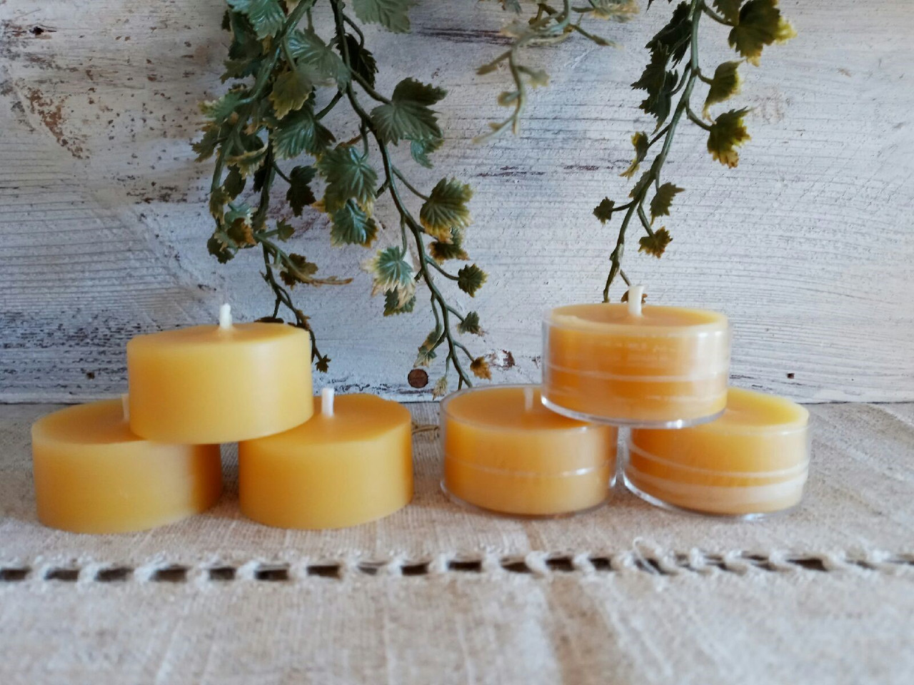 White Tealight Beeswax Candles BULK 100% Natural Handcrafted USA / 6 / 12 /  25 / 50 / 75 / 100 / 200 / Tea Lights Wedding Event Party Honey 