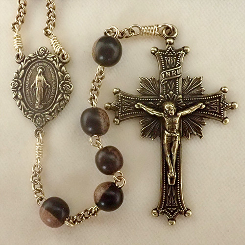 Brass Tiger Ebony Rosary - Sisters of Carmel