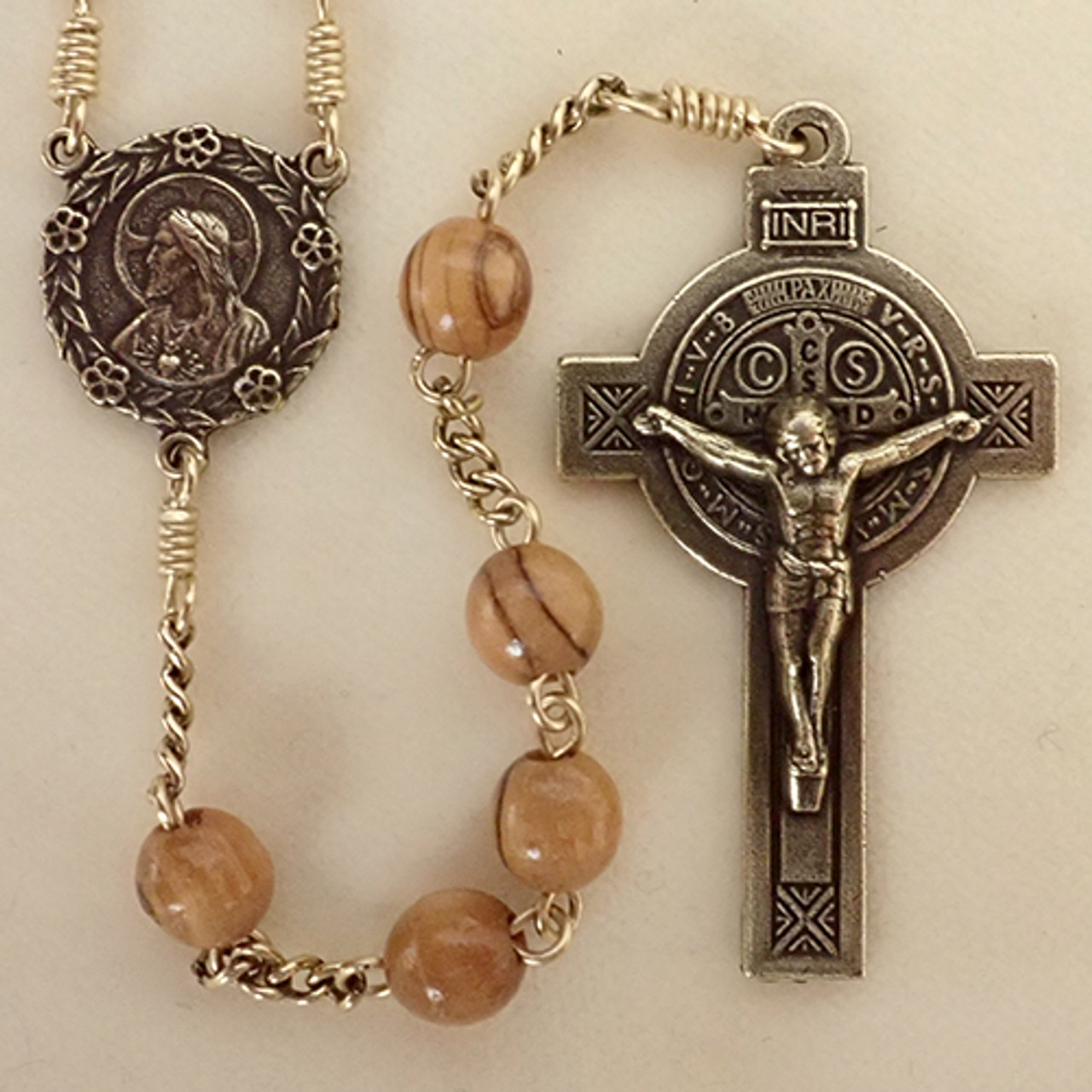 Brass Olive Wood Rosary - Sisters of Carmel