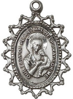 Sterling silver Our Lady of Perpetual Help Filigree Medal
