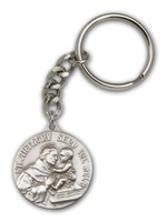 St. Anthony key chain with silver finish