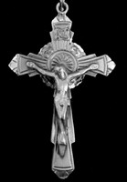 French Engraved Crucifix - Pewter