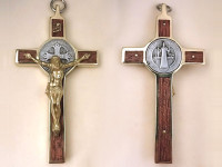 Rosewood Two-tone, Yellow brass and nickel silver, St. Benedict Crucifix