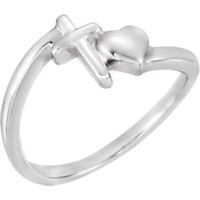 Sterling Silver Heart/Cross Ring