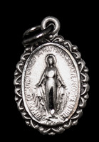 Antiqued Fancy Miraculous Medal - .50" - Sterling Silver - M