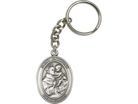 St. Anthony Oval Key Chain with silver finish