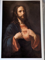 Sacred Heart of Jesus Small Unframed Print- Bent at top right corner