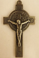 Engraved St. Benedict Crucifix - 2" - Gold Oxidized