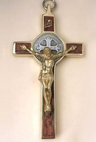 Rosewood Two-tone, Yellow brass and nickel silver, St. Benedict Crucifix