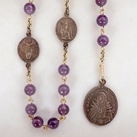 Brass Amethyst Seven Dolors Chaplet